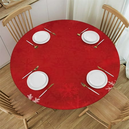 

BANET Winter Snowflake Cover Elastic Edged Tablecloth Christmas Geometric Indoor Outdoor Tables Cover Waterproof Wipeable Tabletop Protector Cloth 42 -46