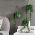 thumbnail image 4 of MyGift 3 Piece Wall-Hanging White Ceramic Planters with Artificial String of Pearls, 4 of 5