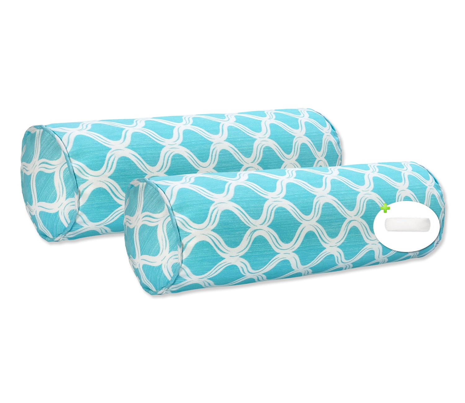 FBTS Prime 20x6 inch Round Blue Geometric Indoor Outdoor Bolster