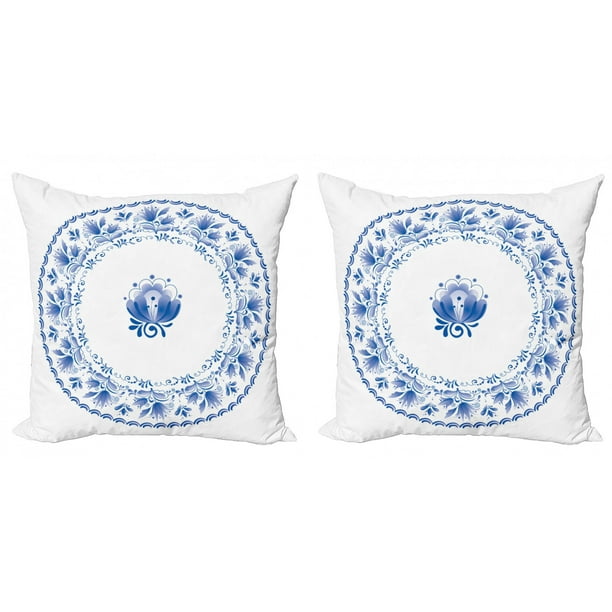 mandala throw pillow cushion cover pack of 2 country designer double stroller blue circles