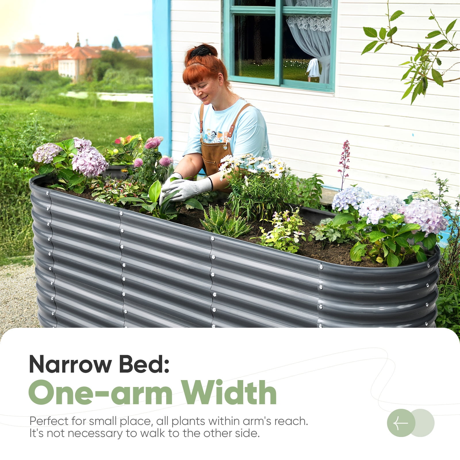 KING BIRD 8x2x3 ft Raised Garden Bed 12 in 1 Galvanized Steel Metal Planter Garden Box Outdoor for Gardening, Vegetables, Flowers, Dark Gray