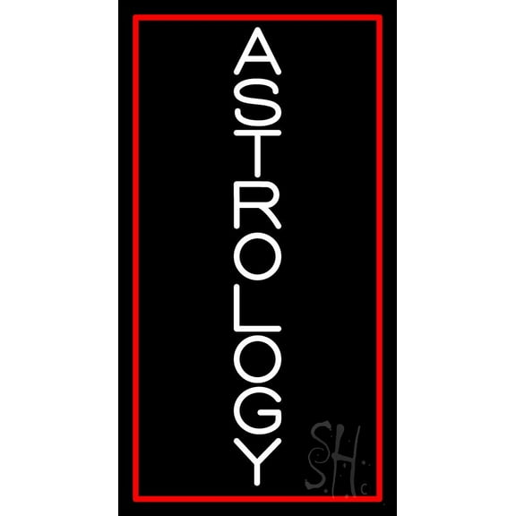 Vertical White Astrology LED Neon Sign 37" Tall x 20" Wide - inches Black Square Cut Acrylic Backing, with Dimmer - Bright and Premium built indoor LED Neon Sign for Storefront.