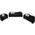 thumbnail image 5 of Bowery Hill Contemporary Black Faux Shearling Teddy Fabric Sofa, 5 of 16