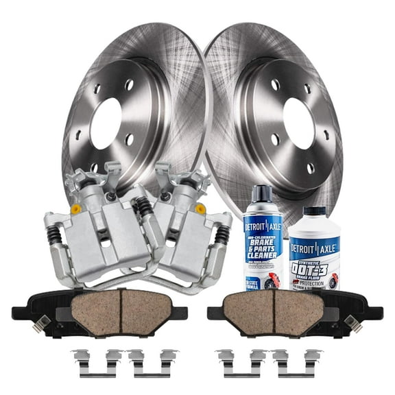 Detroit Axle - Rear Brake Kit for Chevy Malibu HHR Cobalt Pontiac G5 G6 Saturn Aura Disc Brake Rotors Brake Calipers Replacement Ceramic Brakes Pads: 10.63" Rotor