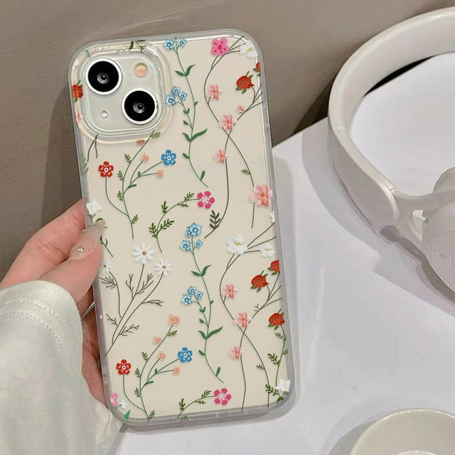 Flower Phone Case For iPhone 11 Case iPhone 13 16 15 Pro 12 14 Pro Max 12 Mini Shockproof Matte Silicone Soft Cover Clear Fundas