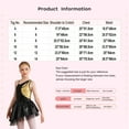 thumbnail image 7 of CHICTRY Kids Girls Shiny Sequin Ballet Jazz Dance Dress Asymmetrical Metallic Tulle Skirt Leotard Dress Gold 6, 7 of 7