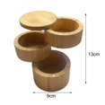 thumbnail image 6 of Eoperou Bamboo Seasoning Storage Box with Magnetic Swivel Lid Wooden Salt Cellar Pepper Sugar Spice Holder Round Container Bowl Kitchen Gadgets, 6 of 8