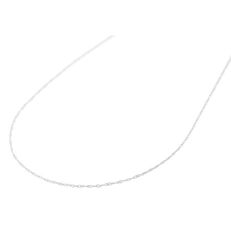 14k Carded Rope Pendant - Ladies 14K White Gold Carded Thin Rope Chain Pendant Necklace 0.4MM 16