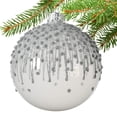 thumbnail image 4 of Blue and White Blown Glass Ornaments - Set of 3 Glass Balls, 4 of 5