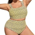 thumbnail image 1 of Aayomet Womens Bathing Suits Swimsuit Multi Color Solid Color Big Size Swimsuit Knitted Swimsuit (Yellow, XXXXL), 1 of 4