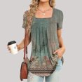 thumbnail image 4 of Blouses à Manches Courtes pour Femmes Mode Imprimée Décontractée Col Rond T-Shirt Ample Blouse Hauts à Manches Courtes pour Femmes, 4 of 5