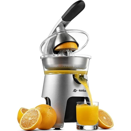 Eurolux Die Cast Stainless Steel Electric Citrus Juicer for Orange, Lemon, Grapefruit, 300 Watt