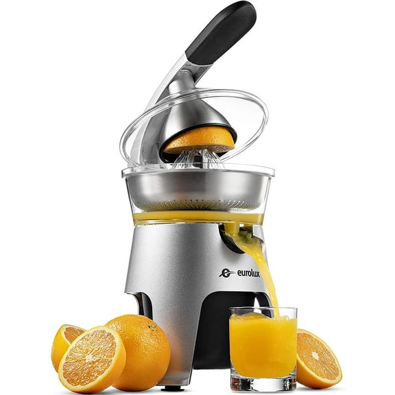 Eurolux Die Cast Stainless Steel Electric Citrus Juicer for Orange, Lemon, Grapefruit, 300 Watt