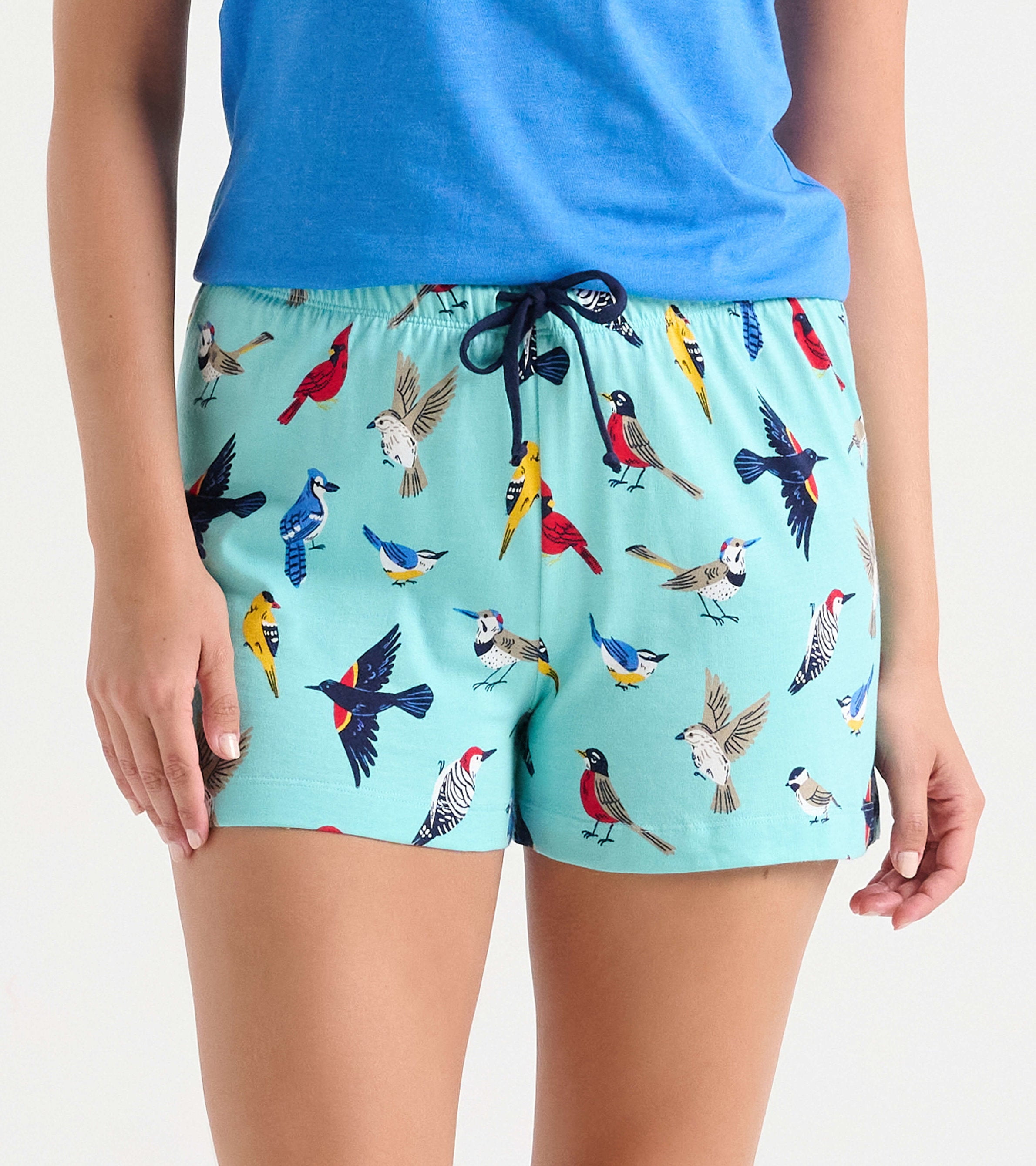 Little Blue House Women's Pajama Shorts, Backyard Birds