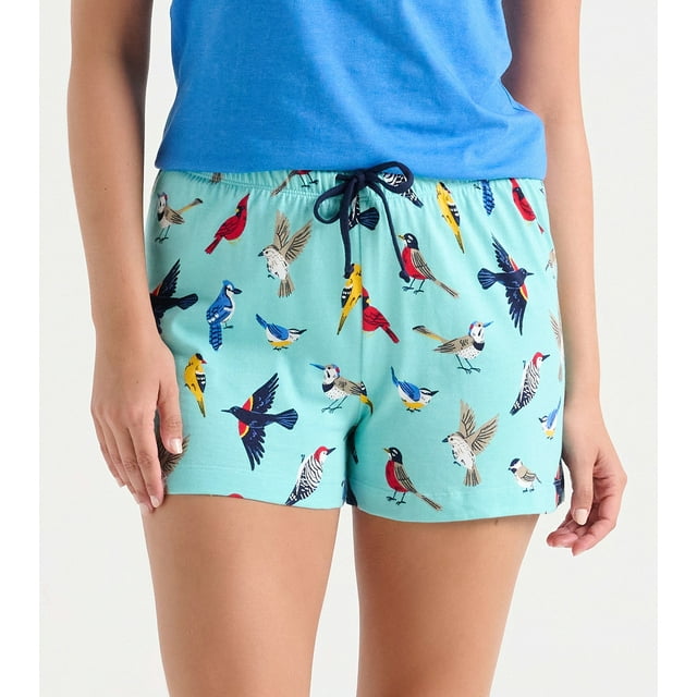 Little Blue House Women's Pajama Shorts, Backyard Birds
