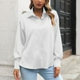 thumbnail image 2 of T-Shirts à Manches Longues pour Femmes Mode Décontractée Unie Col Rabattu Cardigan T-Shirt Ample Blouse Boutons Hauts T-Shirts Longs pour Femmes T-Shirts pour Femmes Mode, 2 of 4
