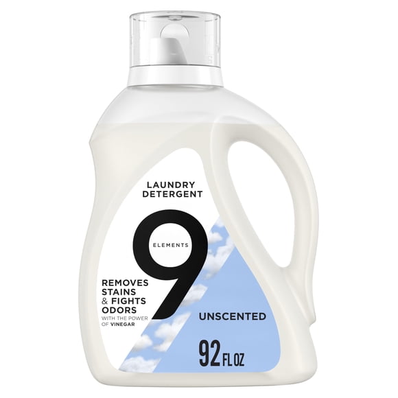 Detergente líquido para ropa, 9 elementos, vinagre, sin perfume, 2,7 L