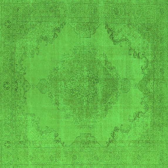 Ahgly Company Indoor Square Oriental Green Industrial Area Rugs, 6' Square