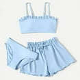 thumbnail image 2 of Fesfesfes Girls Swimsuit 8-16 Years Girls Swimsuits Kids 3 Piece Bathing Suit Teen Girls Bikini Swimwear with Drawstring Cover Up Skirt Beach Swimwear(Blue,14-16 Years), 2 of 3