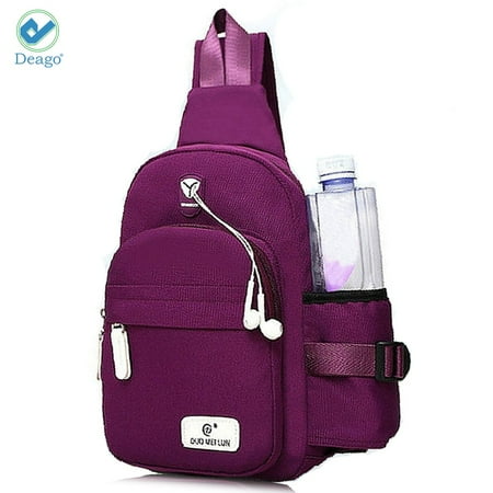 - Deago Canvas Sling Bag for Men & Women - Chest Shoulder Bag Unbalance Crossbody Backpack Water Resistant Daypack for Gym Travel Hiking (7.1
