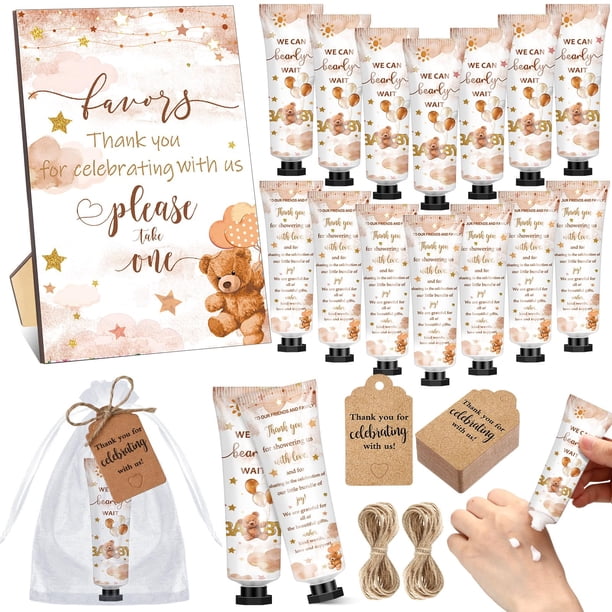 Set de Crema de Manos para Baby Shower Dimsile con 50 Piezas y Bolsas de Organza