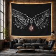thumbnail image 6 of White Line-Art Hands Reaching with Crescent Moon Charm on Black, Mystical Celestial for Art Lovers, Delicate Line Art Decor, Housewarming Gift, Tapestry Wall Hanging for Bedroom and Living Room, 6 of 7