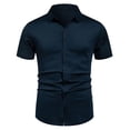 thumbnail image 2 of Mens Muscle Fit Short Sleeve Button Down Shirts Wrinkle Free Business Casual Dress Shirts Stretch Lightweight Breathable Untucked Tops Summer Office Party Wear, 2 of 7