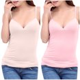 thumbnail image 2 of Fanxing 2 Pcs Women's Camisole Tops Undershirts Pack 2 Spaghetti Strap V Neck Tank Top Pink,XL, 2 of 6