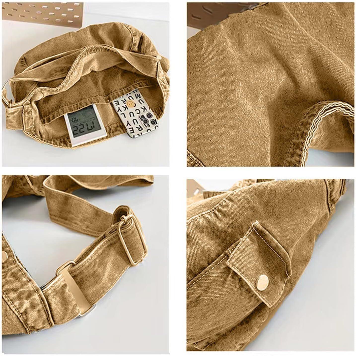 Denim Canvas Messenger Bag Large Crossbody Bag with Multiple Pockets Casual Shoulder Aesthetic Tote Bag for Women and Men