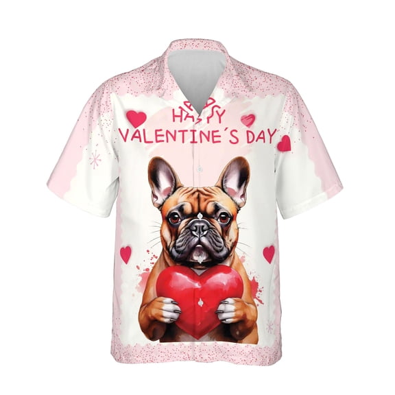 Happy Valentine's Day French Bulldog Brings Love Heart Hawaiian Shirt Breathable Summer Unisex Merch Dog Lover Gifts - 02028