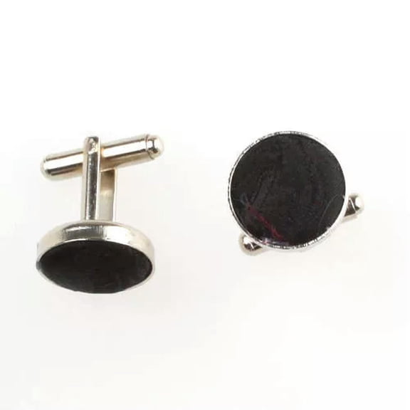 HOOUN Men's Pair Paisley Wedding Party Brass Fabric Inlay Floral Paisley Cufflinks-Black