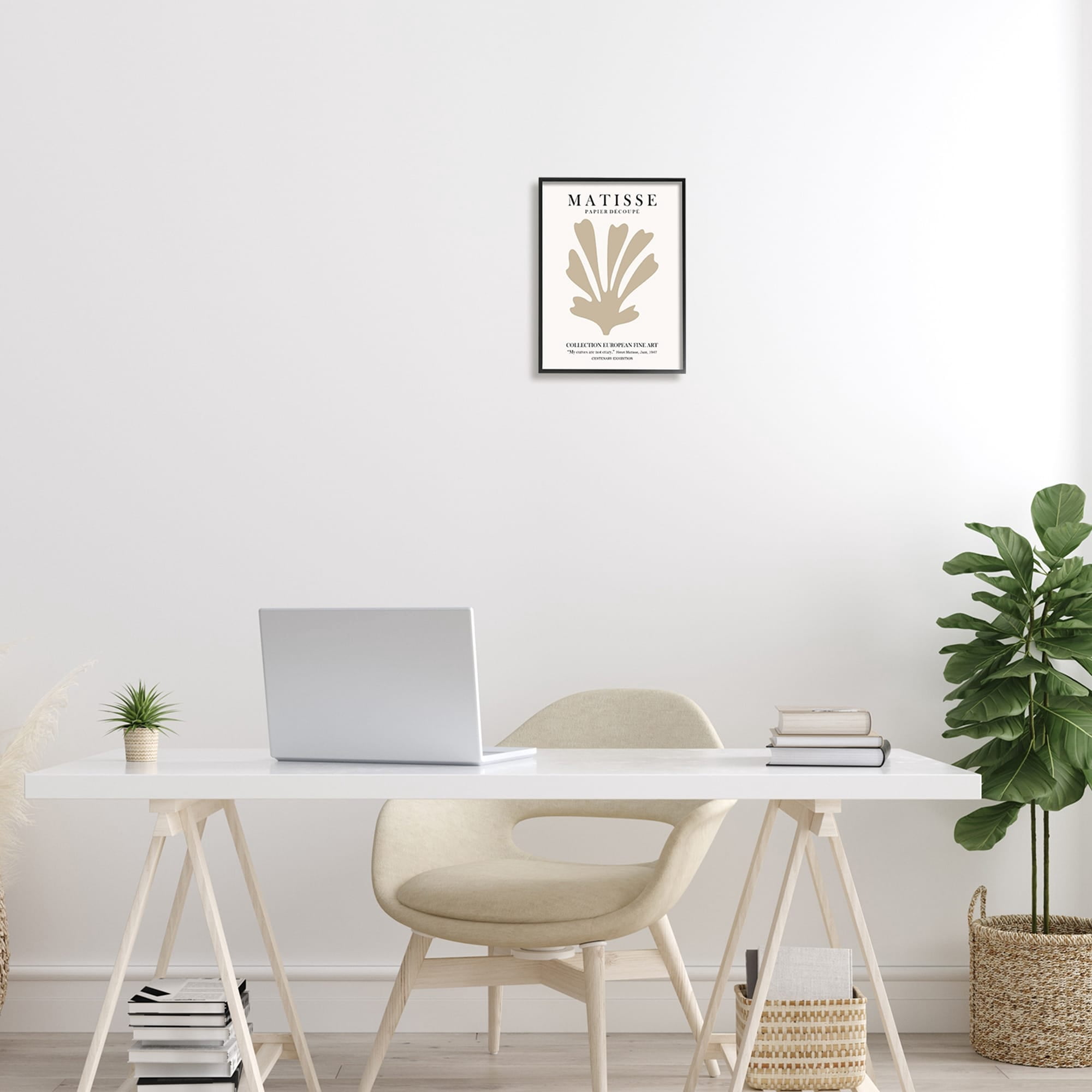 Stupell Industries Abstract Botanical Design Exhibition Flyer Matisse Text Framed Wall Art, 11 x 14, Design by Ros Ruseva
