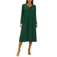 thumbnail image 4 of yillto Nightgowns for Womens Long Sleeve Loose Pajamas Womens Casual Sleepwear V Neck Nightdress, 4 of 7