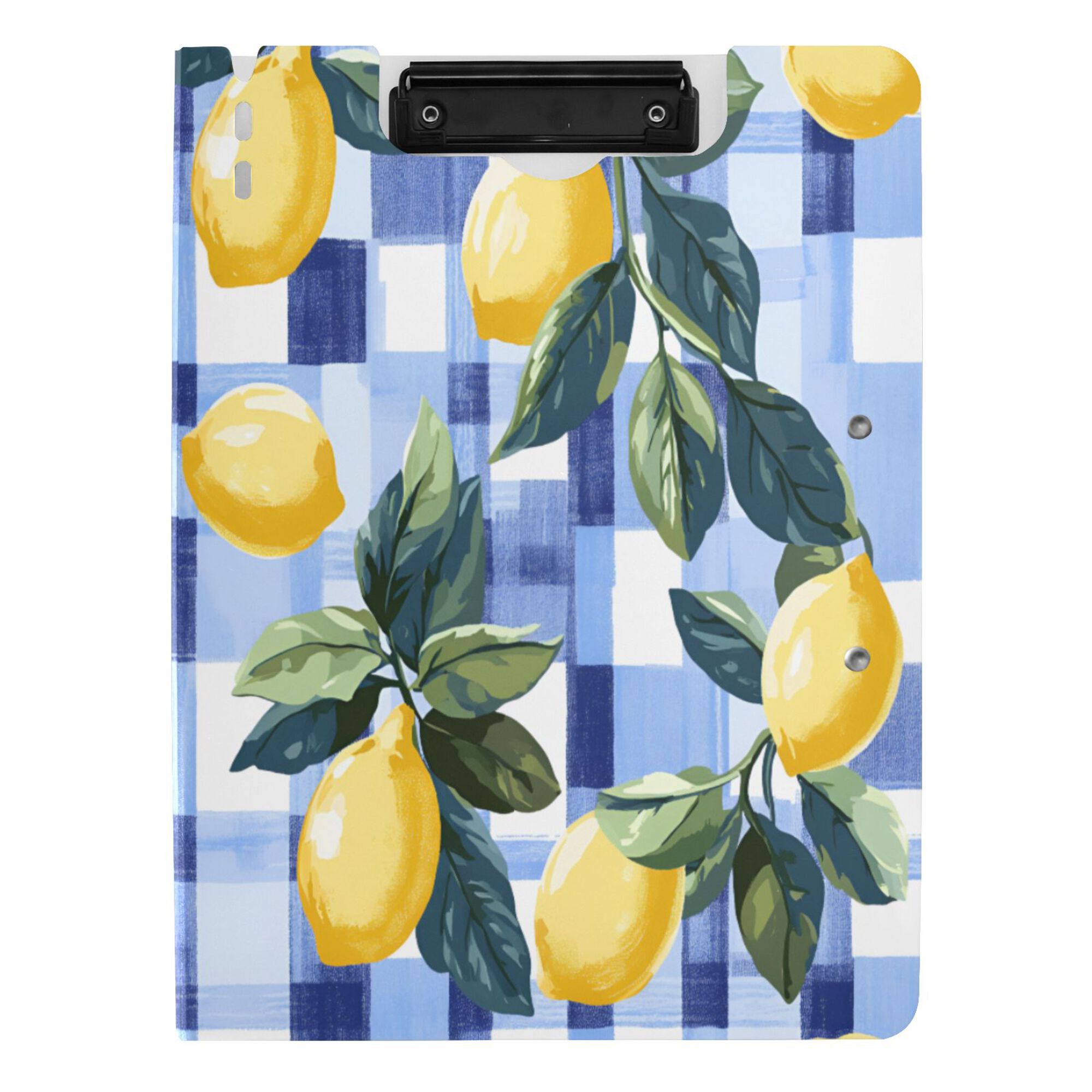 FORMRS A4 Clipboard Folder with Pen Holder Horizontal Foldable School Office Binder, Cartoon Lemon Leaves