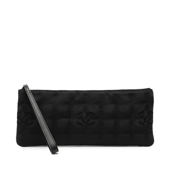 Pre-Owned Chanel New Travel Line Pouch, Small Item Case, Black Nylon and Leather,... (Good)