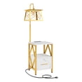 thumbnail image 2 of ModFusion 58" Elegant Multifunction Floor Lamp, Charging Station Table for Living Room, White & Gold, 2 of 9