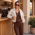 thumbnail image 4 of Womens 2 Piece Matching Lounge Sweat Sets Fall Outfits Airport Travel Outfits Coffee 2XL, 4 of 7