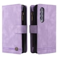 thumbnail image 2 of Galaxy Z Fold 3 Case, TECH CIRCLE Z Fold 3 Case Wallet for Women Men PU Leather Magnetic Flip Wrist/Shoulder Strap Zipper Card Holder Case for Samsung Galaxy Z Fold 3 5G, Purple, 2 of 11
