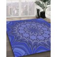 thumbnail image 3 of Ahgly Company Tapis d'Intérieur Lavables en Machine, Carrés Transitionnels, Bleu Ardoise, Carrés de 5', 3 of 7