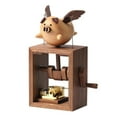 thumbnail image 1 of Wooden Flying Pig Music Box Ornament Hand-cranked Box Black Walnut, 1 of 7
