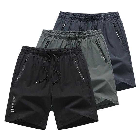 EOYWHK Beach Shorts with Pockets Elastic Waist Mens Casual Shorts Soft Lightweight Breathable for Basketball Running Gym Active Wear Black, Size L
