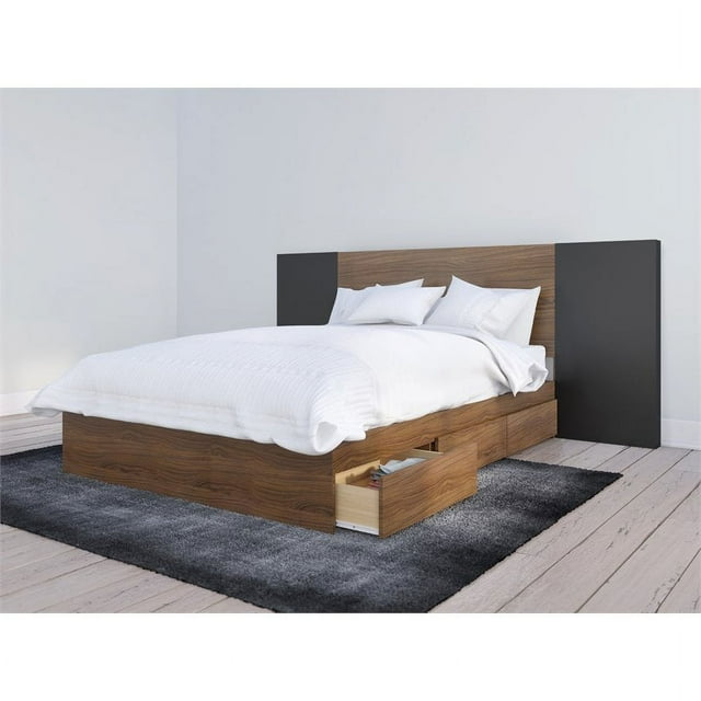 Nexera Ensemble de Chambre 3 Pcs Taille Complète Noyer et Noir