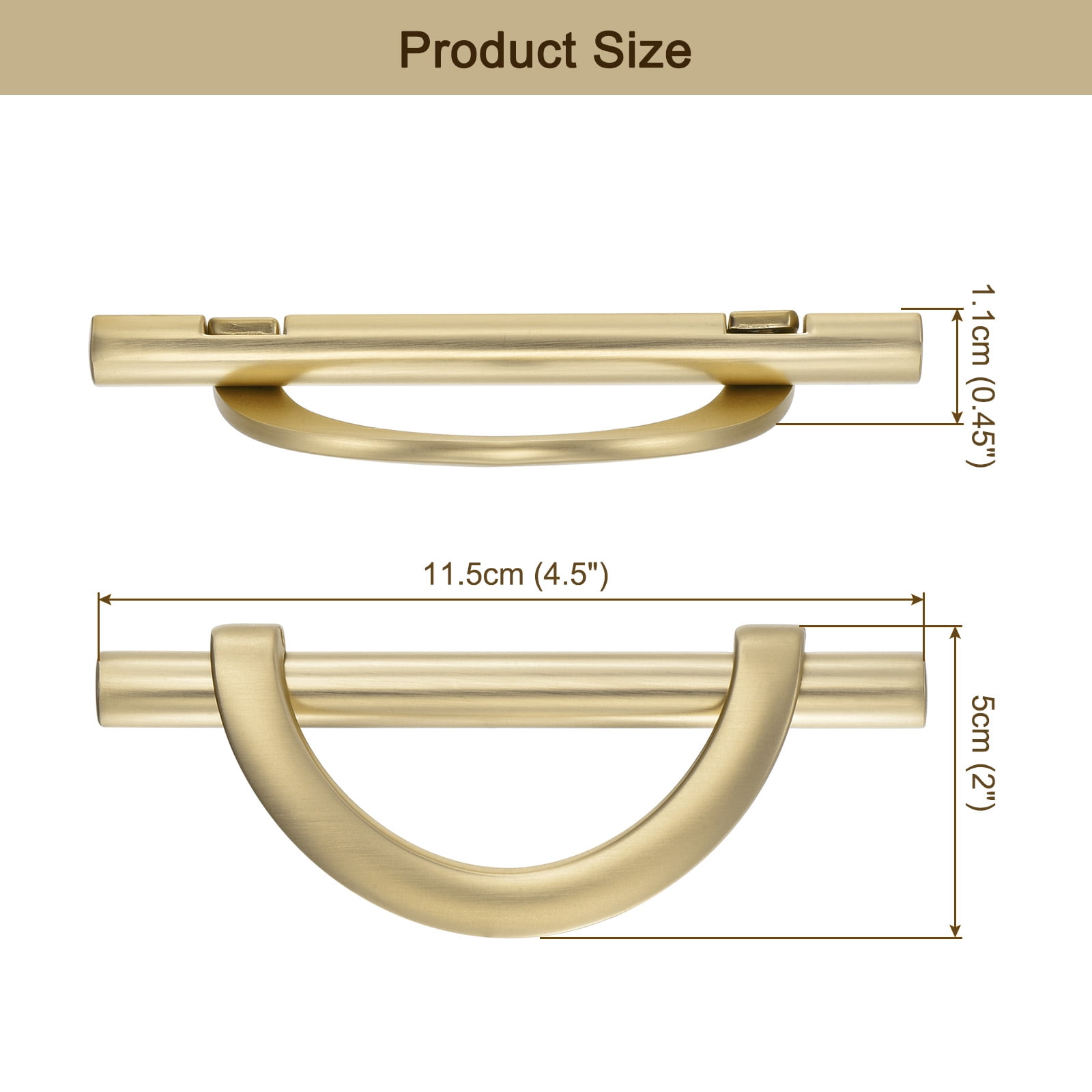 6 Pack Kitchen Cabinet Handles, Brushed Gold Cabinet Pulls 3.75 Inch(96MM) Hole Centers