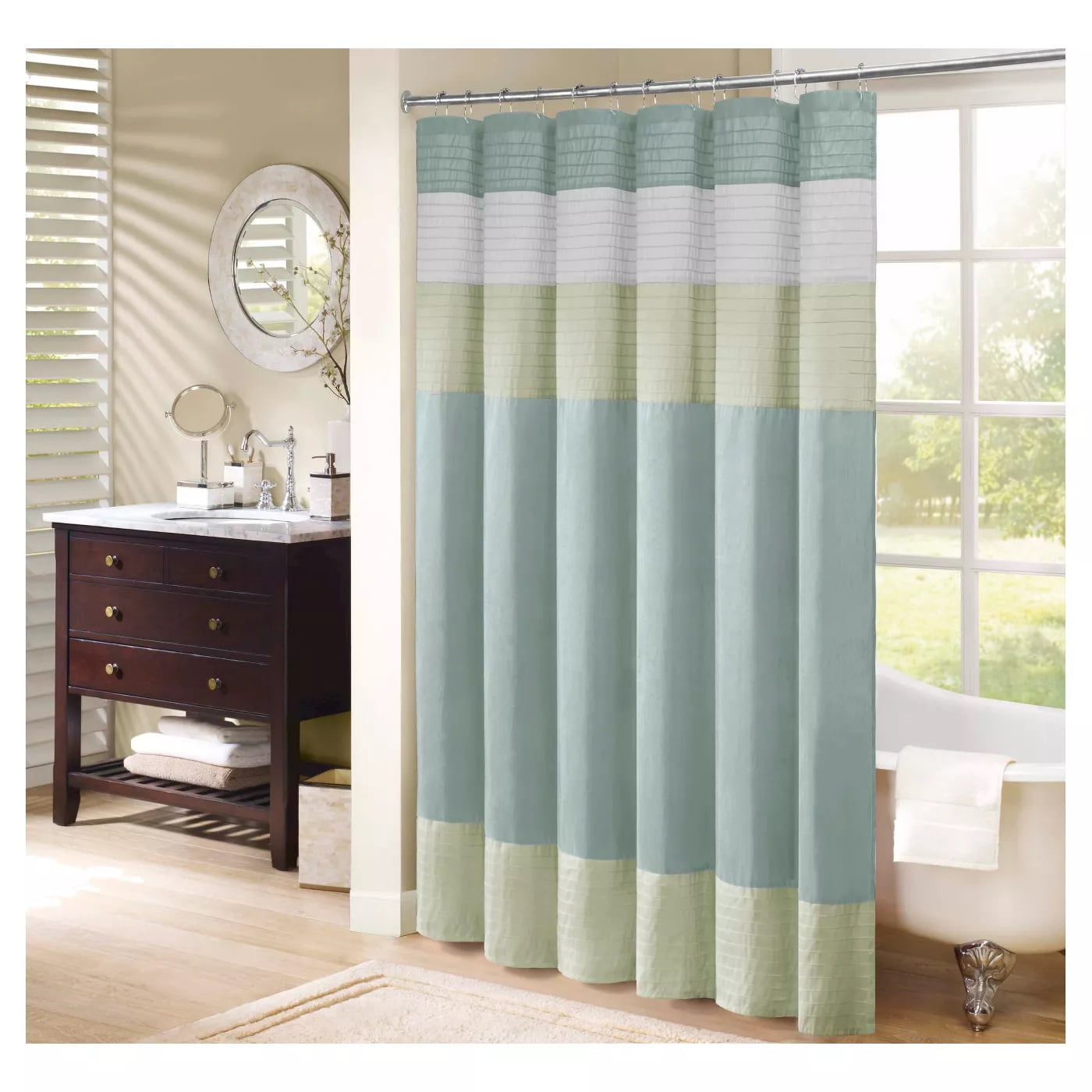 Madison Park Salem Striped Block Polyester Shower Curtain with