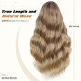 thumbnail image 5 of Lightweight Long Wavy Wig with Curtain Bangs for Women -  Looking Ombre Blonde Synthetic Wig for Daily Wear, Beginner Friendly Heat Resistant Fashion Wig, 5 of 6