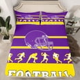 thumbnail image 2 of jejeloiu Rugby Game Gamer Twin Sheet Sets,Football Sport Theme Twin Fitted Sheet,Purple Yellow Flat Sheet For Boys Teens,Luxury Bedroom Decor,3 Pieces, 2 of 7