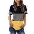 thumbnail image 1 of TSADFHJI T-Shirts en Coton pour Femmes Coupe Ample Mode Décontractée Imprimé Col Rond Manches Courtes Pull T-Shirt L Jaune, 1 of 5