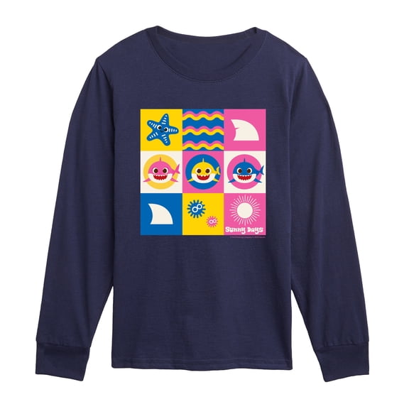 Baby Shark - Grid - Toddler Boys Long Sleeve Graphic T-Shirt