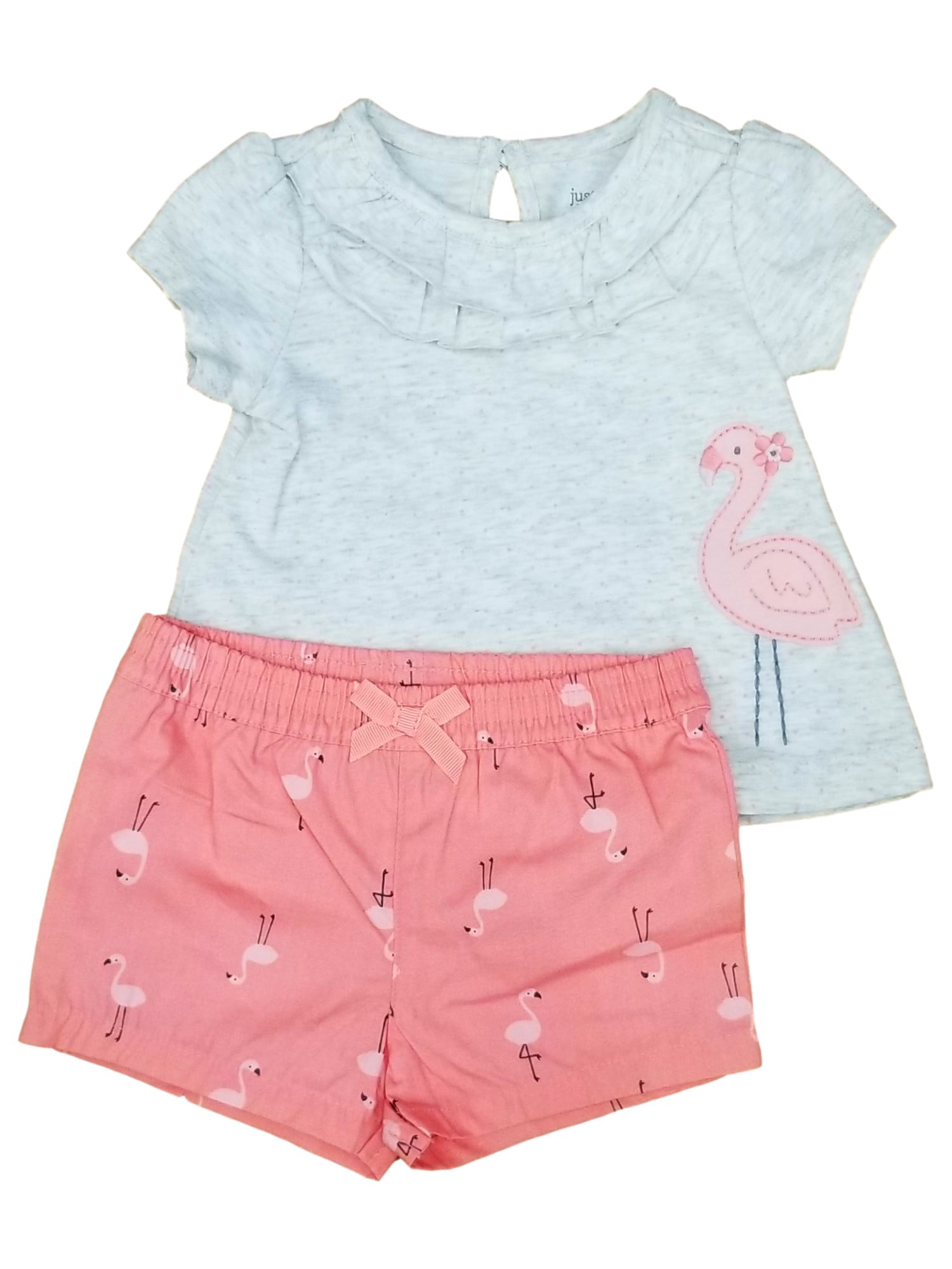 Carters Infant Girls 2pc Coral Pink Flamingo Baby Outfit Shirt & Shorts 3M  - Walmart.com