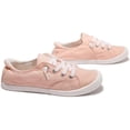 thumbnail image 4 of Women's Slip-On Canvas Sneakers - Lightweight Low Top Casual Walking Shoes with Comfortable Flat Sole（Pink 6）, 4 of 6